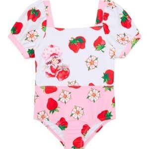 Strawberry Print Kids Swim One Piece